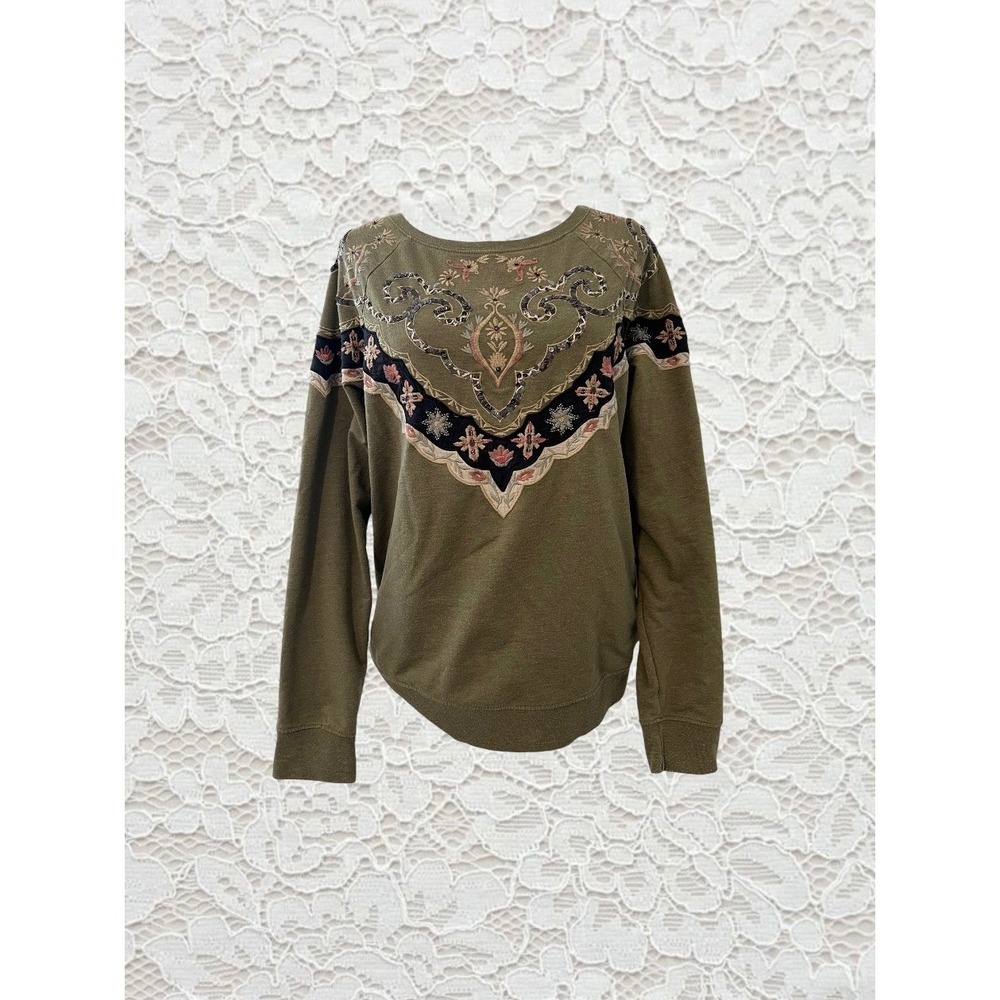 vintage embroidered sequin embellished crewneck sweatshirt